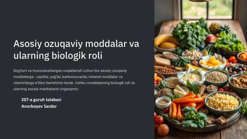 Oqsillarning biologik roli va asosiy manbalari