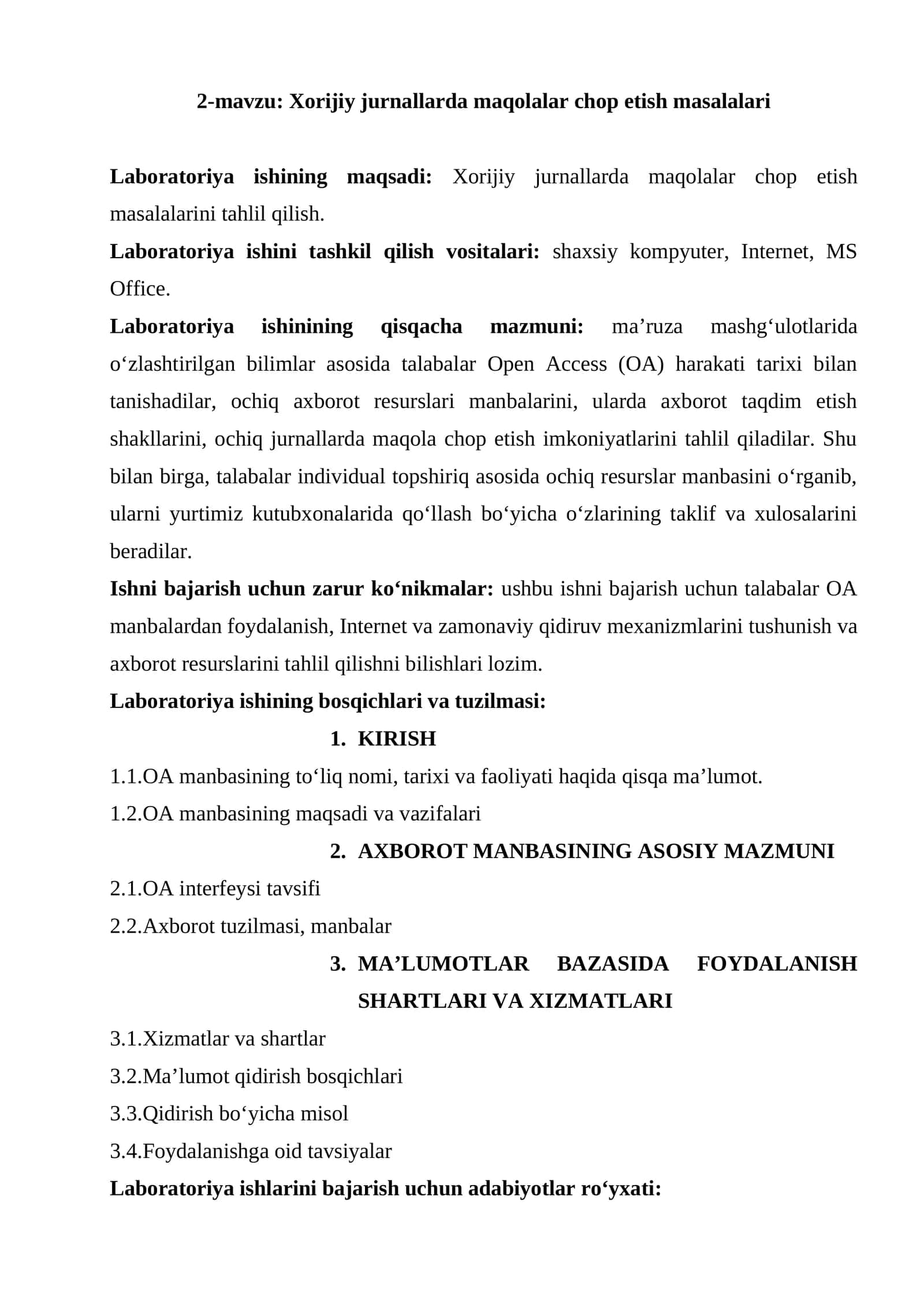 Xorijiy jurnallarda maqolalar chop etish masalalari