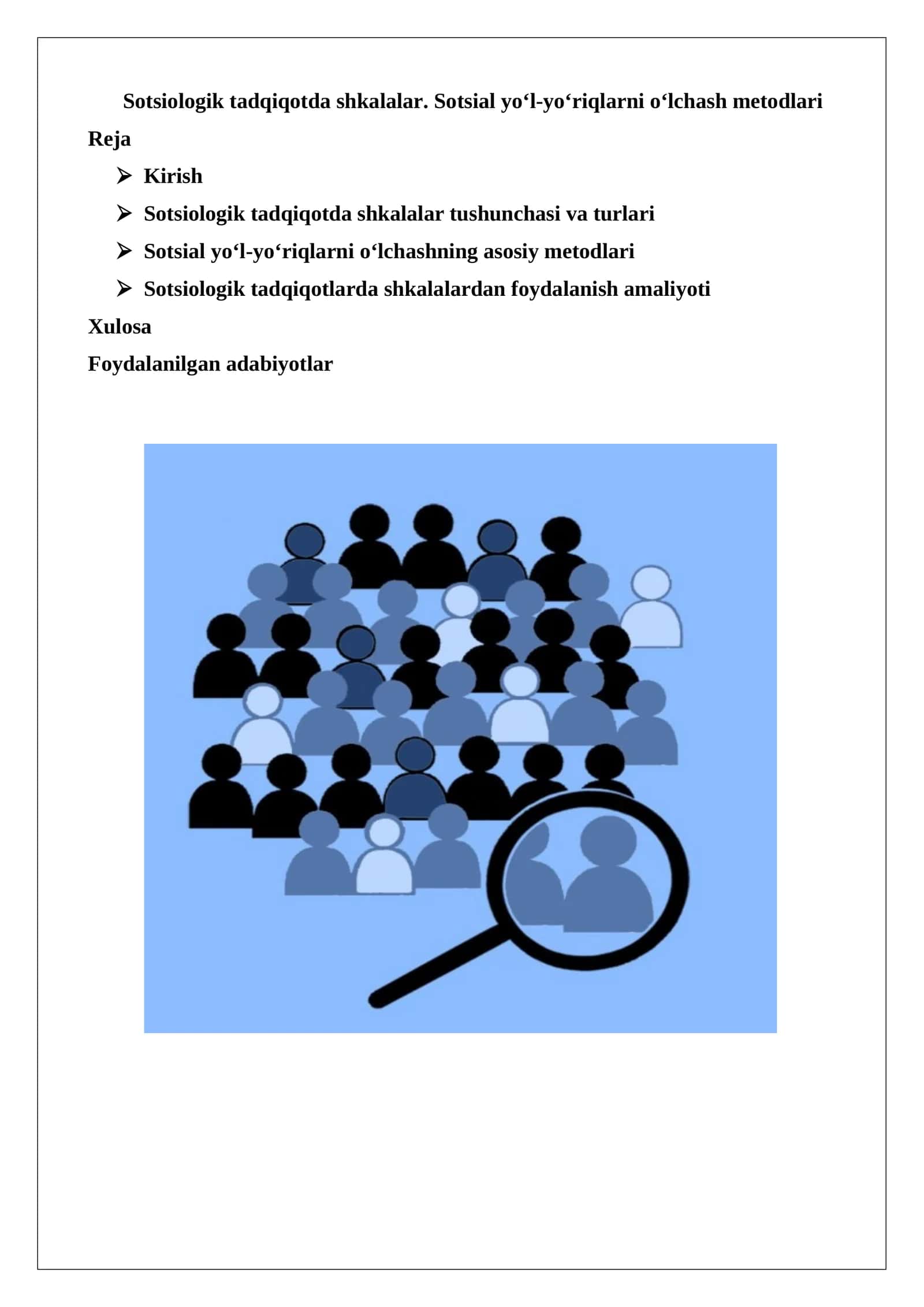 Sotsiologik tadqiqotda shkalalar va metodlar