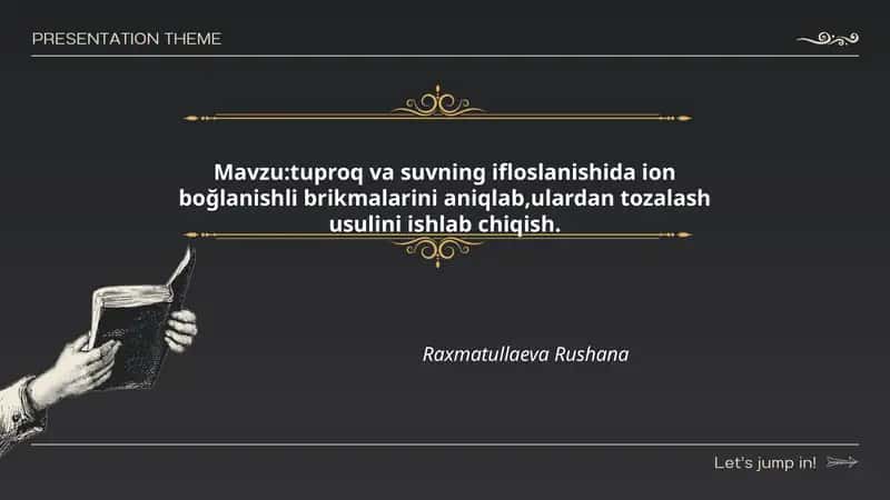 Tuproq va suvning ifloslanishida ion boğlanishli brikmalarini aniqlash