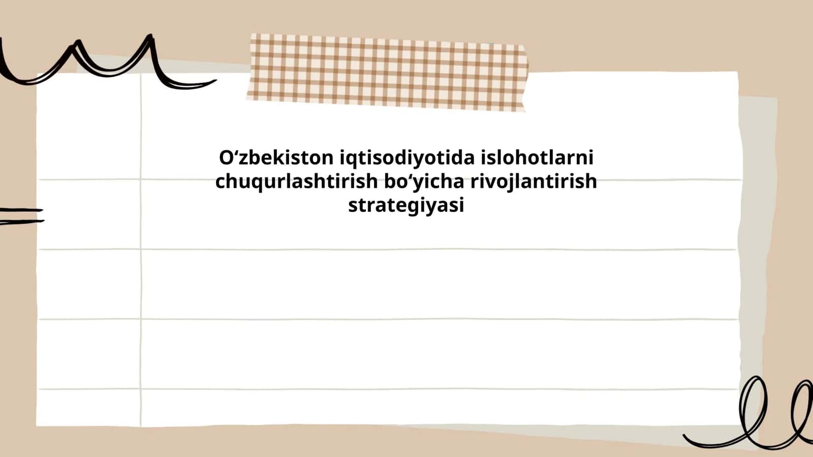 Oʻzbekiston iqtisodiyotida islohotlarni chuqurlashtirish boʻyicha rivojlantirish strategiyasi