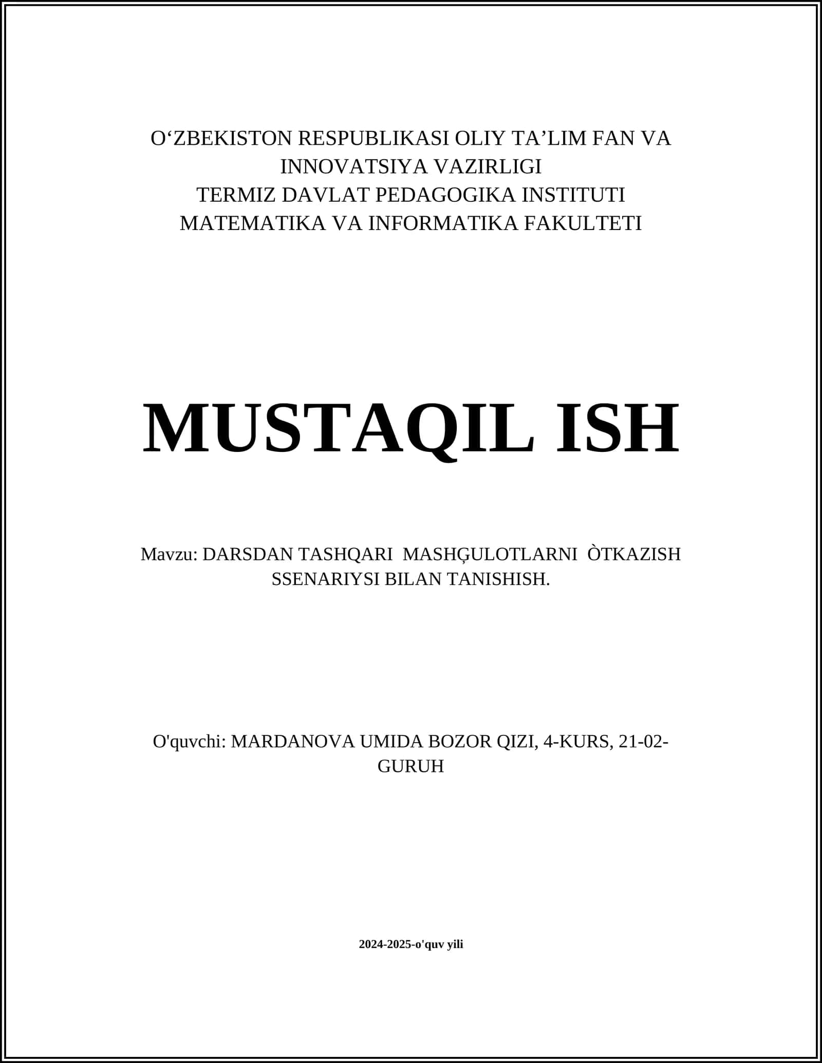 Sport Tadbirlarini Tashkil Etish