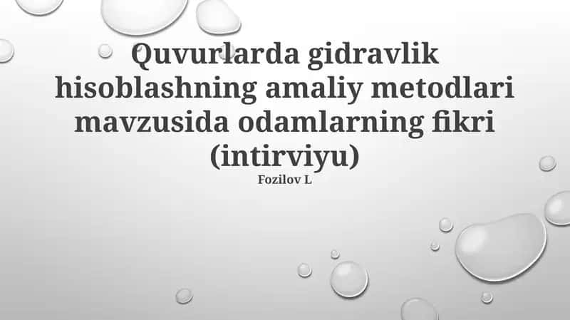 Gidravlik hisoblash amaliy metodlari