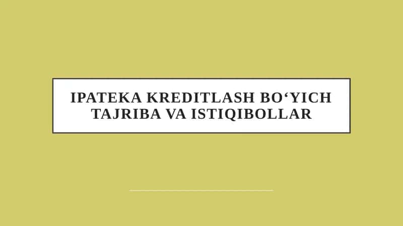 Kreditlash tizimining rivojlanishi va zamonaviy tendensiyalar