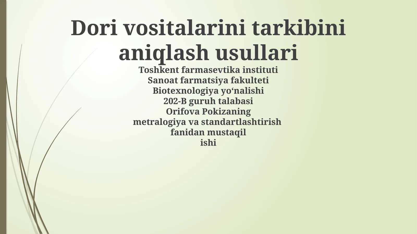 Dori vositalarini tarkibini aniqlash usullari