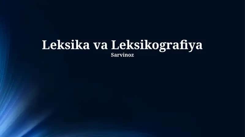 Leksika va Leksikografiya