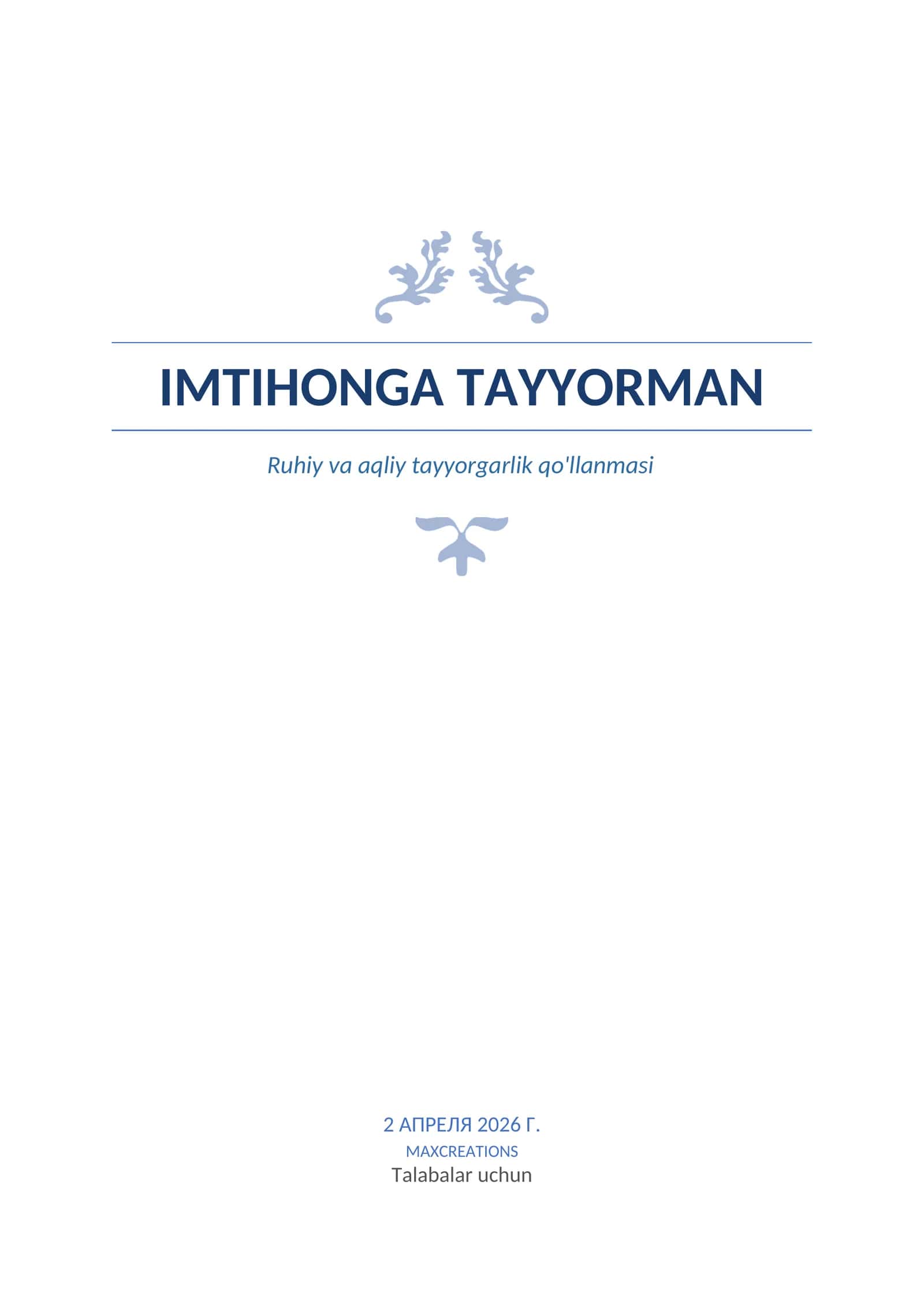 IMTIHONGA KIRISHDAN OLDIN QO'LANMANMA