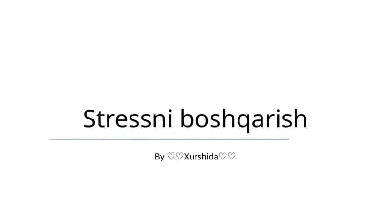Stressni boshqarish