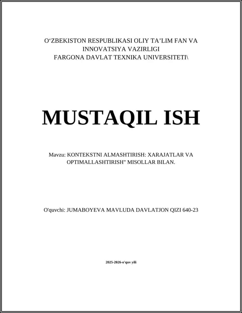 Kontekstni almashtirish: Xarajatlar va optimallashtirish, misollar bilan