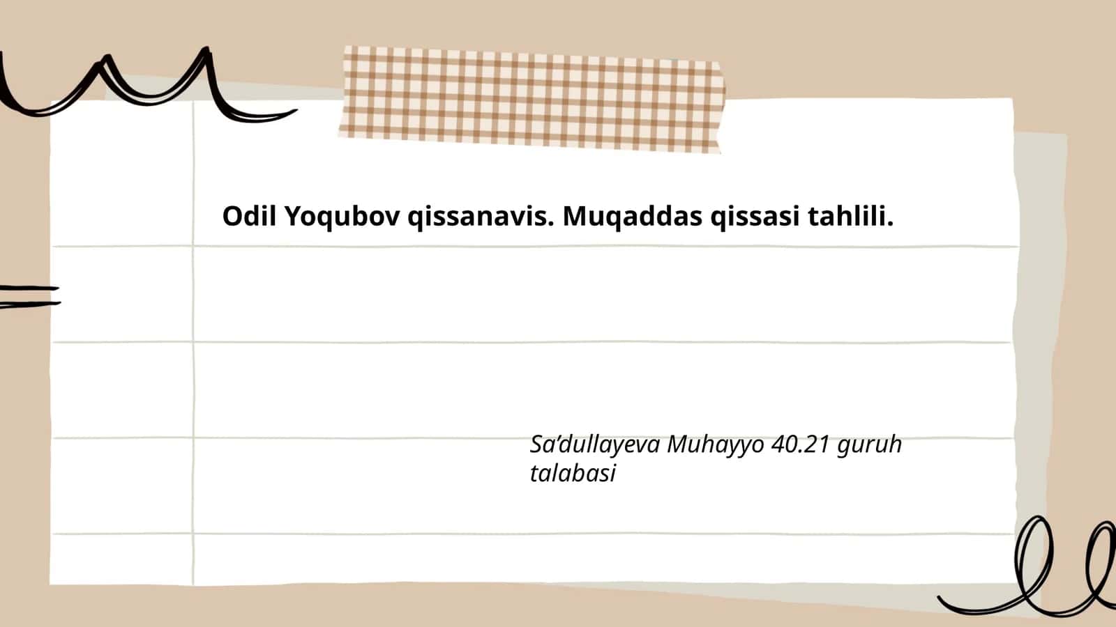 Muqaddas qissasi tahlili