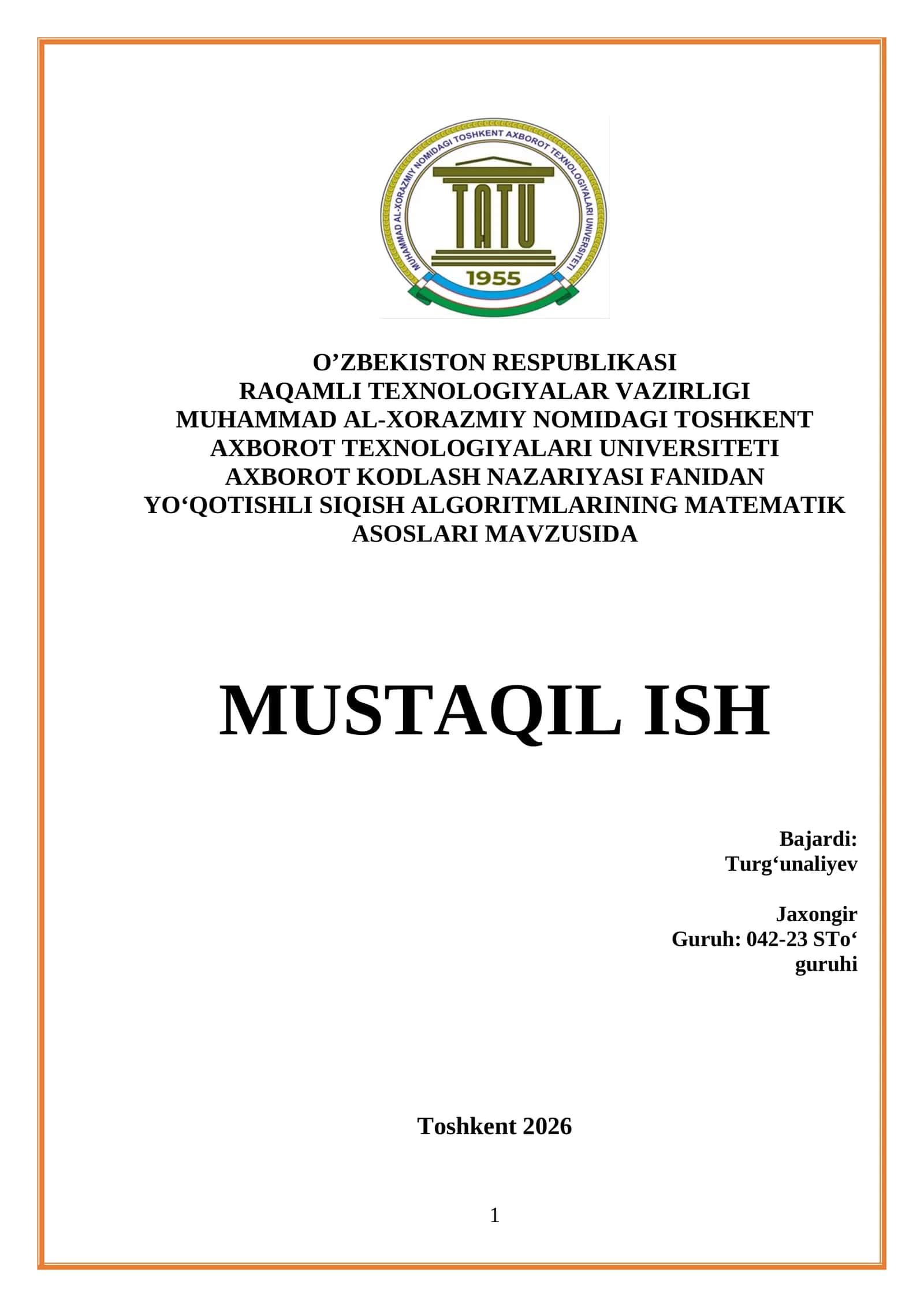 SIQISH ALGORITMLARINING MATEMATIK ASOSLARI