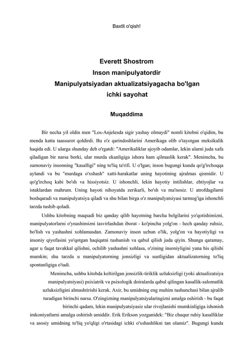 Everest Shostrom Odam manipulyator