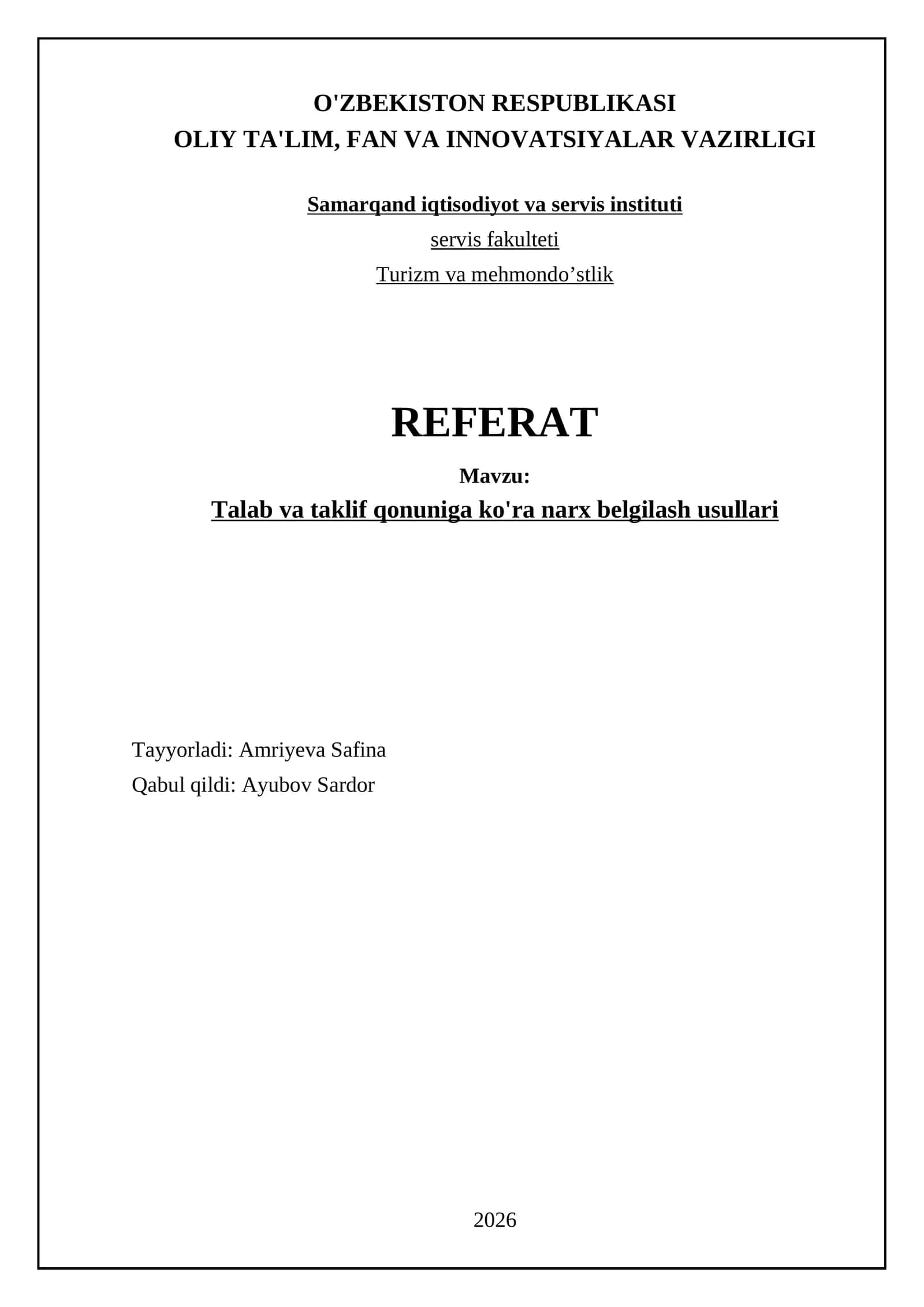 Talab va taklifning narxga ta'sirini tahlil qilish usullari