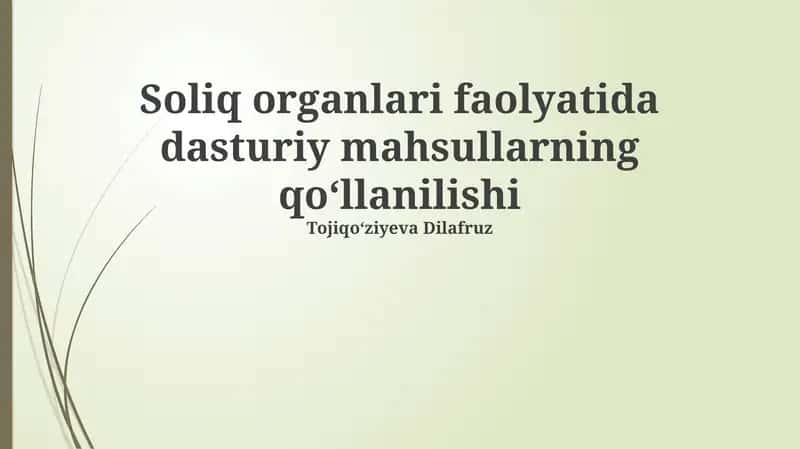 Soliq organlari faolyatida dasturiy mahsullarning qoʻllanilishi