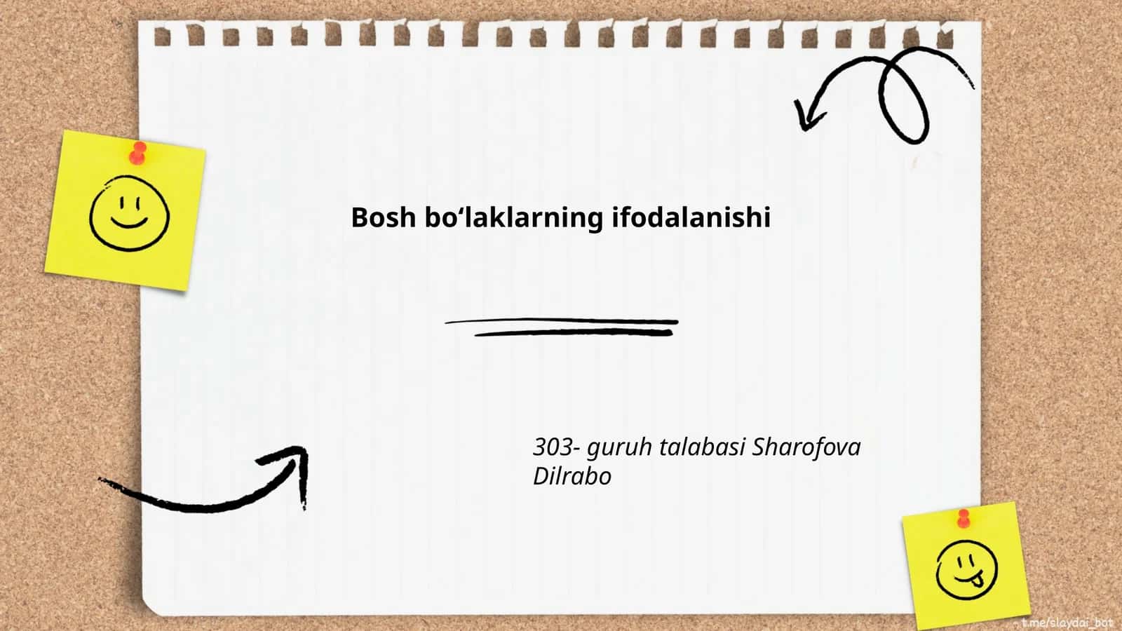 Bosh bo‘laklarning ifodalanishi
