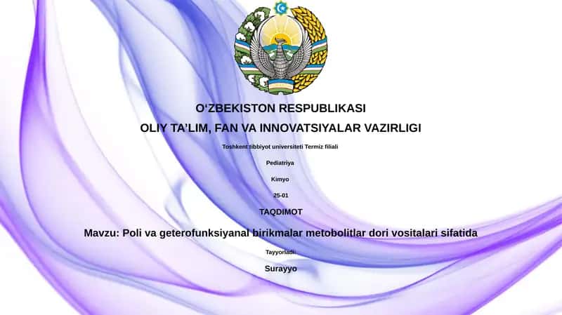 Poli va geterofunksiyanal birikmalar metobolitlar dori vositalari sifatida