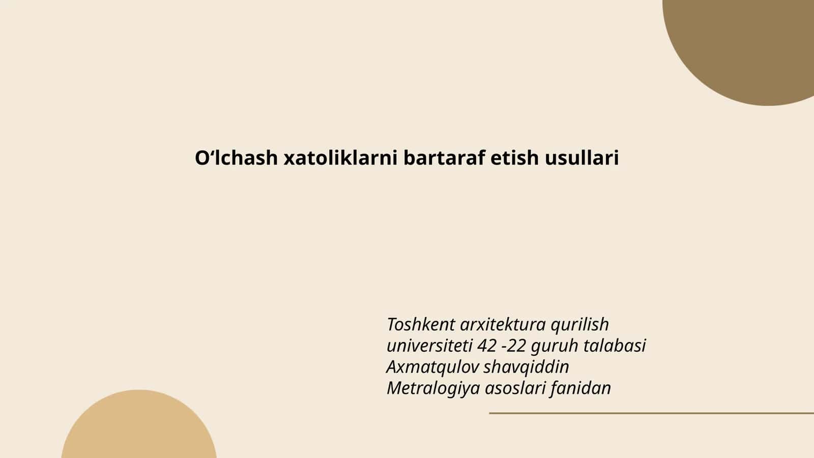 Metralogiya asoslari fanidan