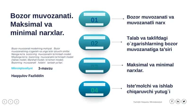Bozor muvozanati va muvozanatli narx