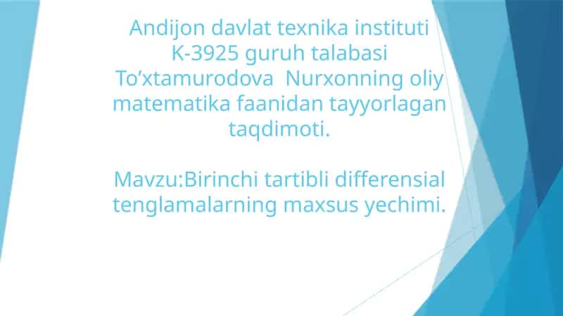 Birinchitaiblidifferensialtenglamalarnima?