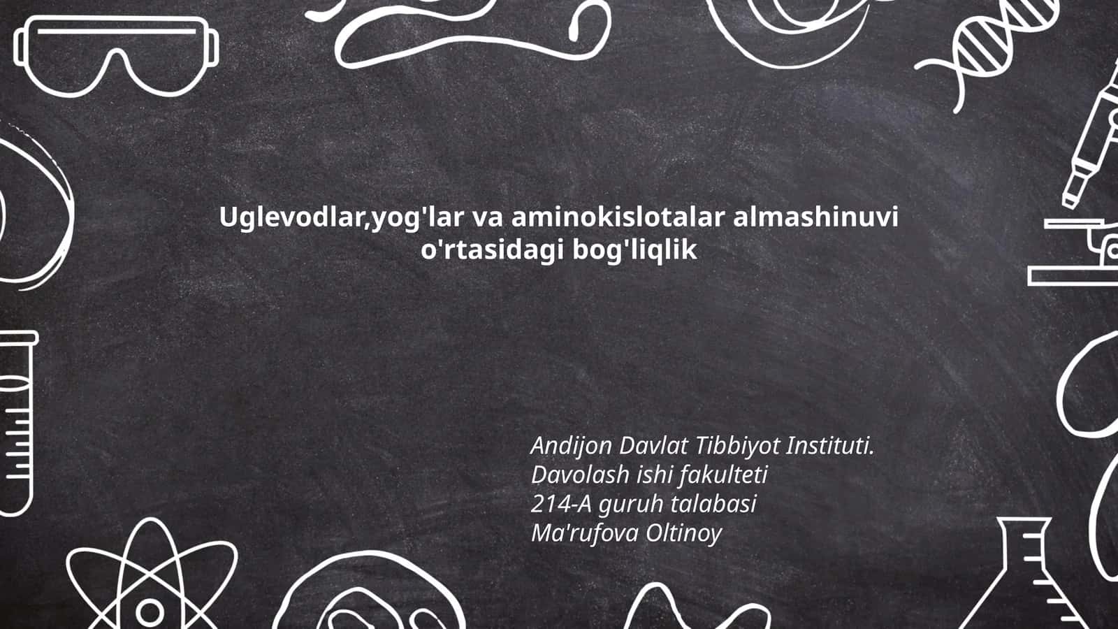 Uglevodlar,yog'lar va aminokislotalar almashinuvi o'rtasidagi bog'liqlik