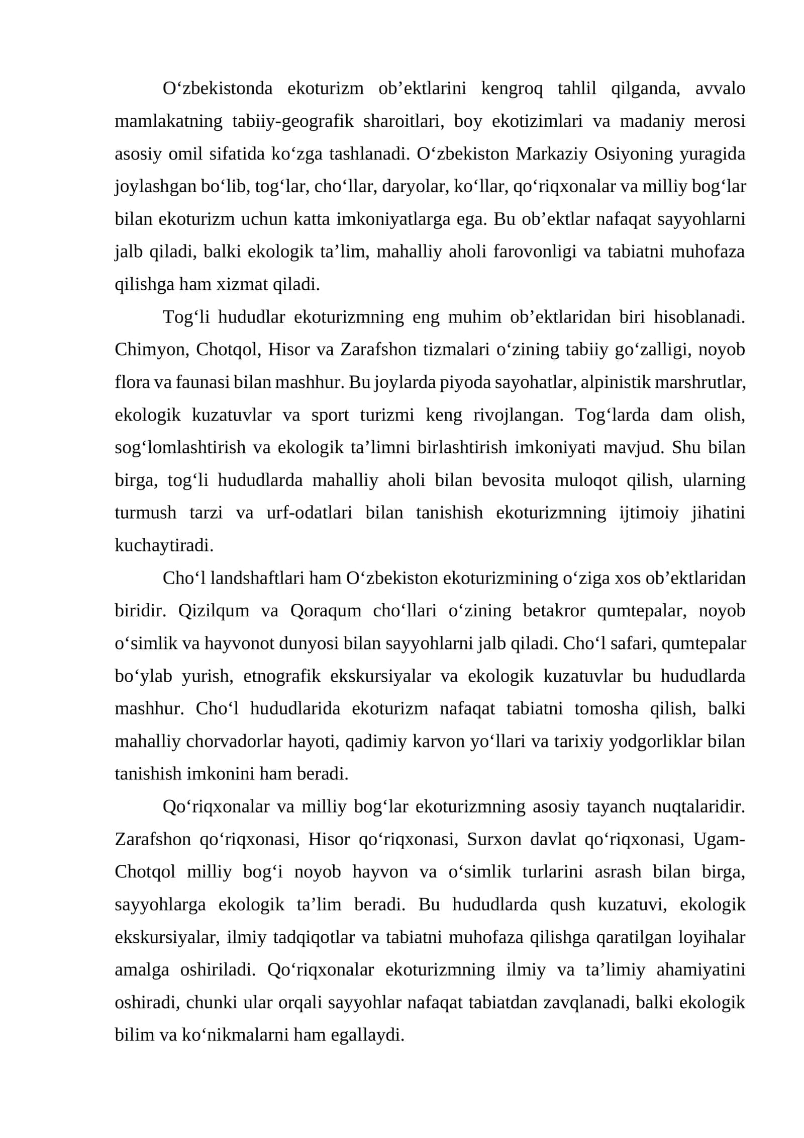 Tog'li hududlar ekoturizmi