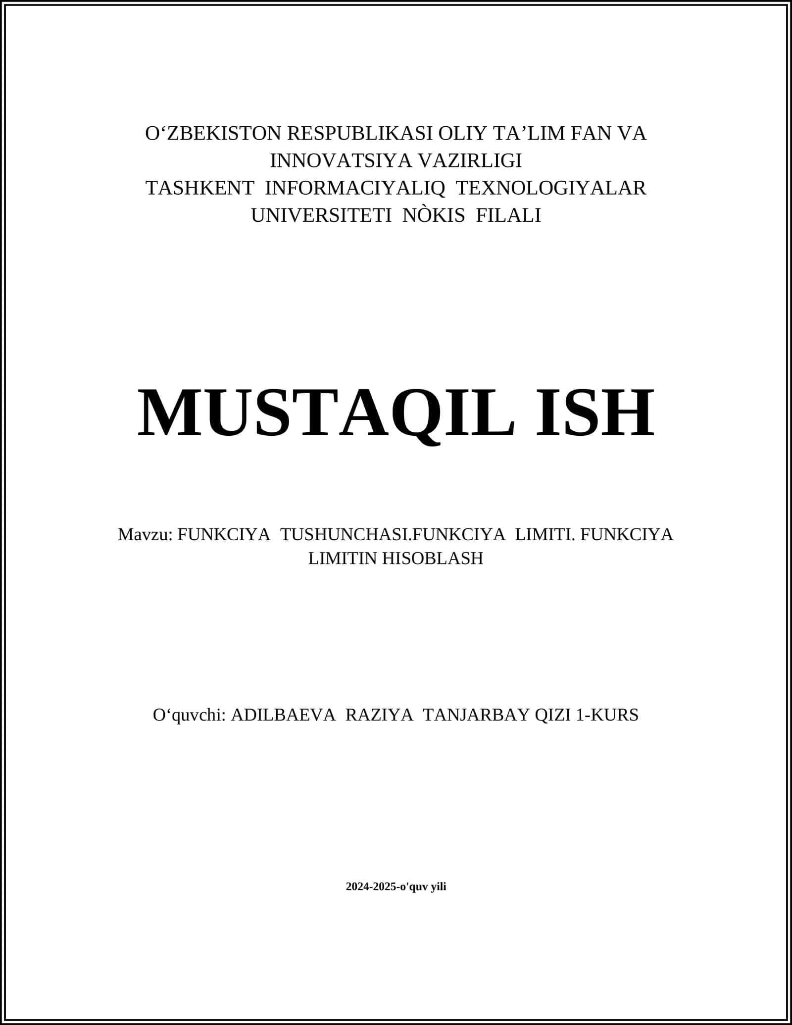 Funktsiyaning Asosiy Tushunchalari