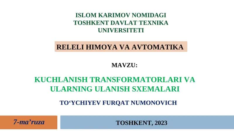 Kuchlanish transformatorlari va ulanish sxemalari