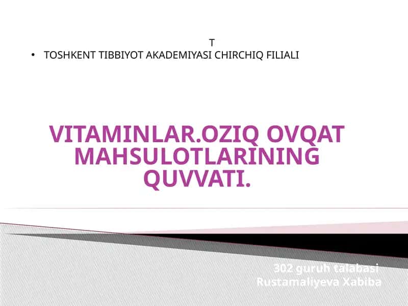 Vitaminlar haqida umumiy tushuncha