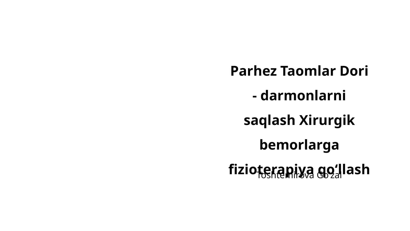 Parhez Taomlar Dori