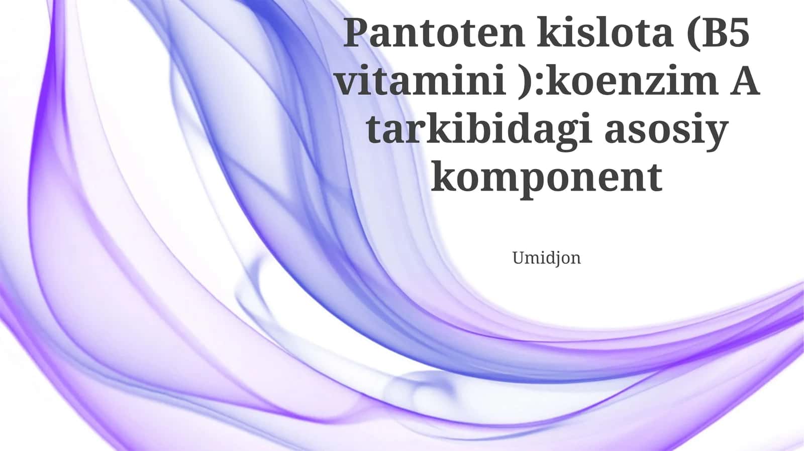 Pantotenik Kislota (B5 Vitamini)