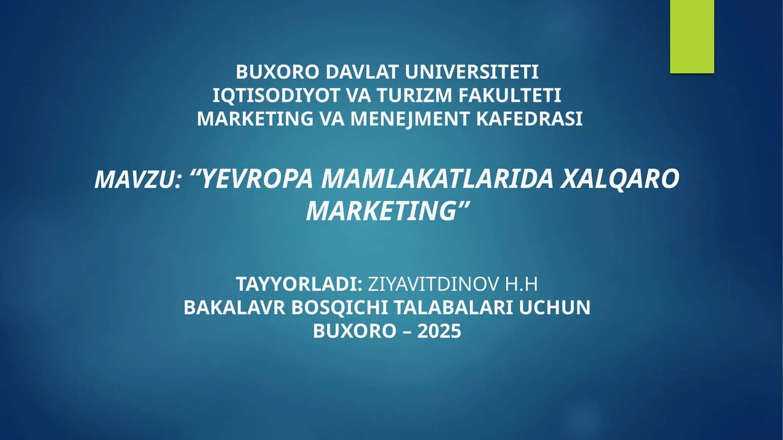 Yevropa mamalakatlarida xalqaro marketing