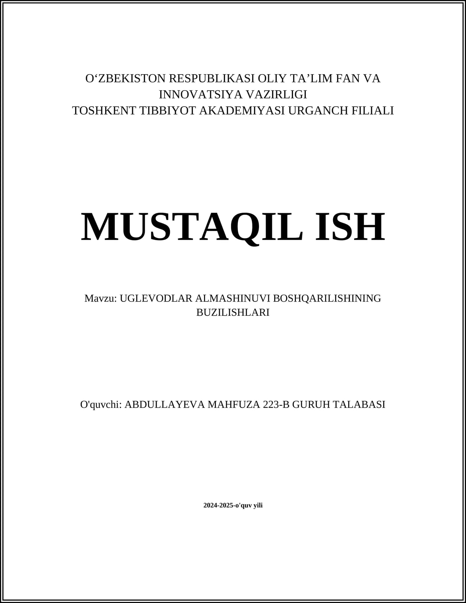 Uglevodlar almashinuvi boshqarilishi