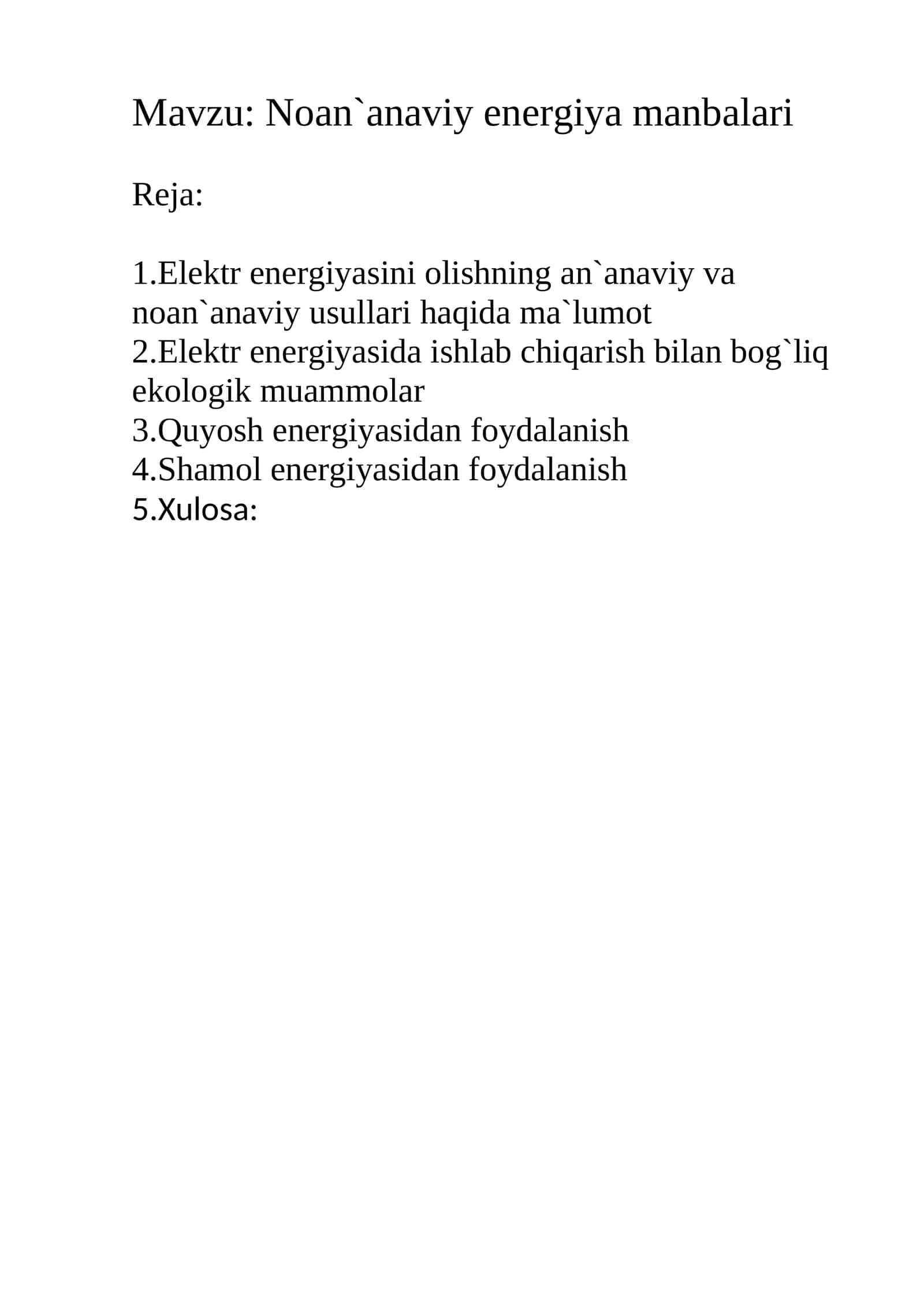 Noan`anaviy energiya manbalari