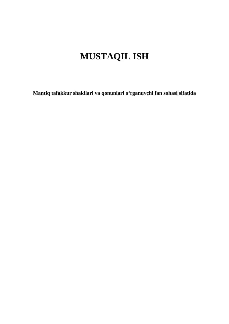 Mantiq tafakkur shakllari va qonunlari