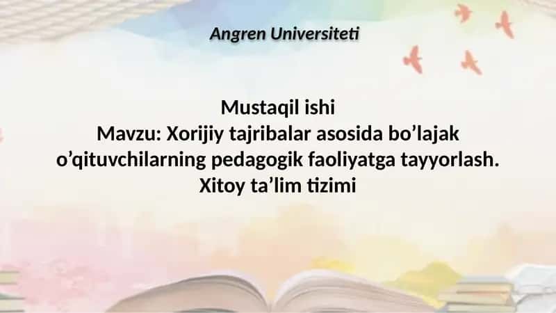 Xitoyta`limtizimi rivojlantiqo`chimata'limga