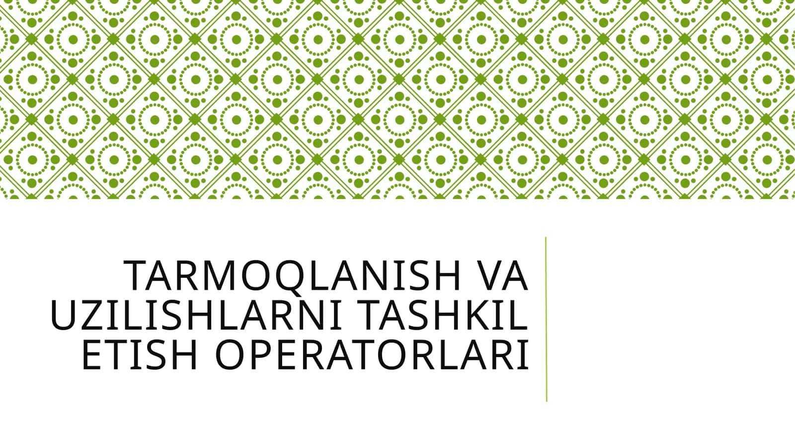 Uzilishlarni Tashkil etish