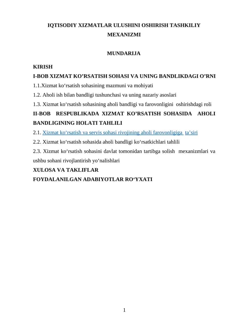 Kurs ishlar/Iqtisodiyot