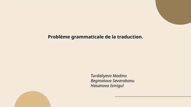 Problème grammaticale de la traduction