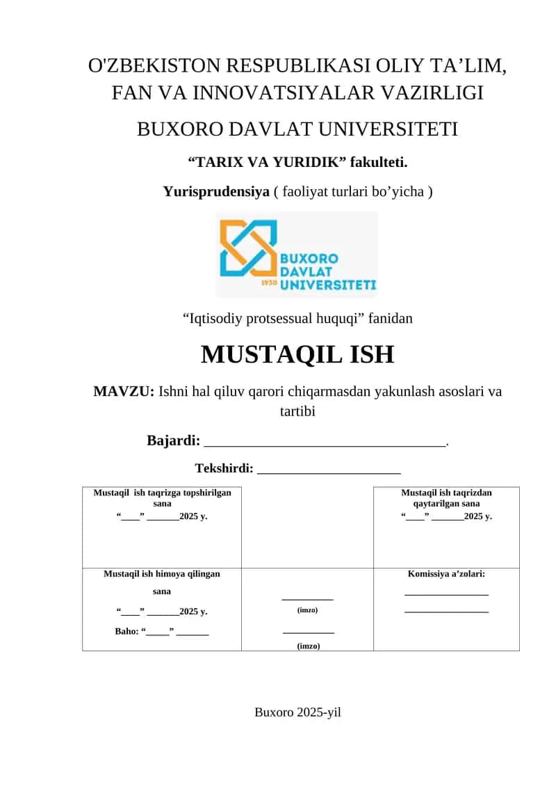 Ishni hal qiluv qarori chiqarmasdan yakunlash asoslari va tartibi