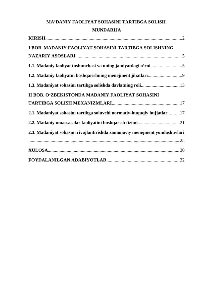 MA’DANIY FAOLIYAT SOHASINI TARTIBGA SOLISH
