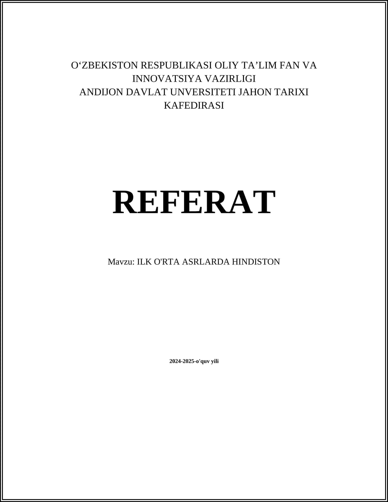 ILK O'RTA ASRLARDA HINDISTON