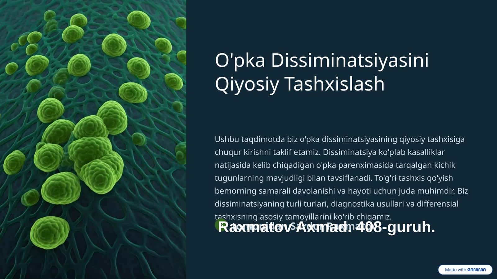 O'pka Dissiminatsiyasini Qiyosiy Tashxislash