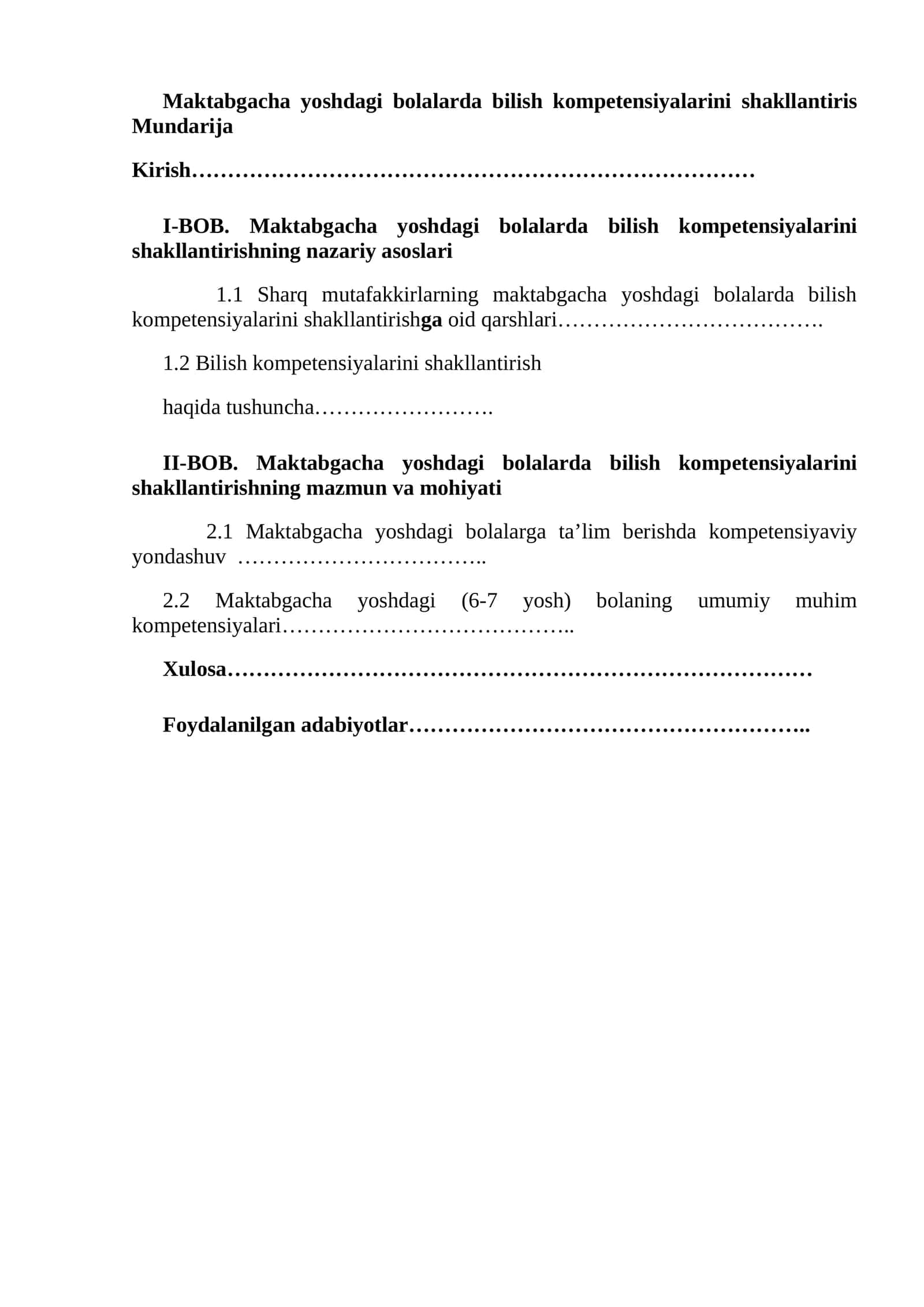 Maktabgacha yoshdagi bolalarda bilish kompetensiyalarini shakllantirish