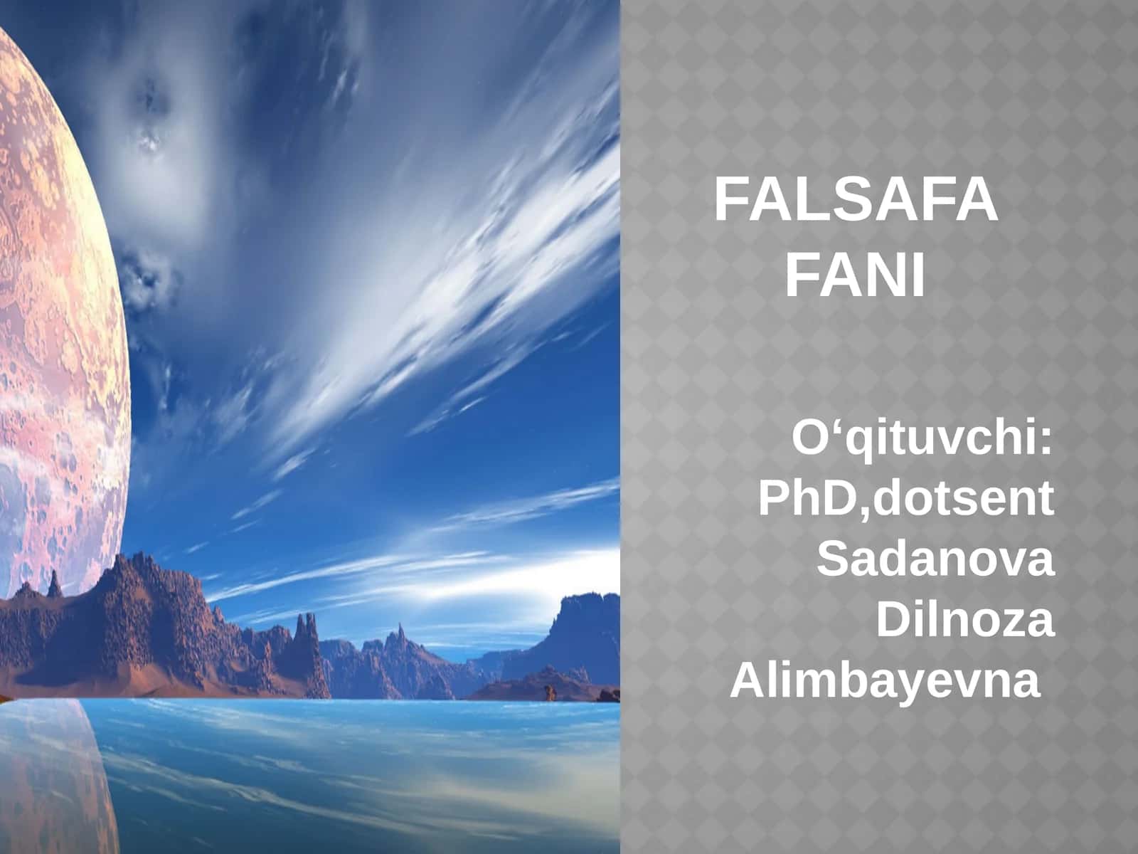 Falsafa fanining borliq haqidagi masalalarni o‘rganish Ontologiya