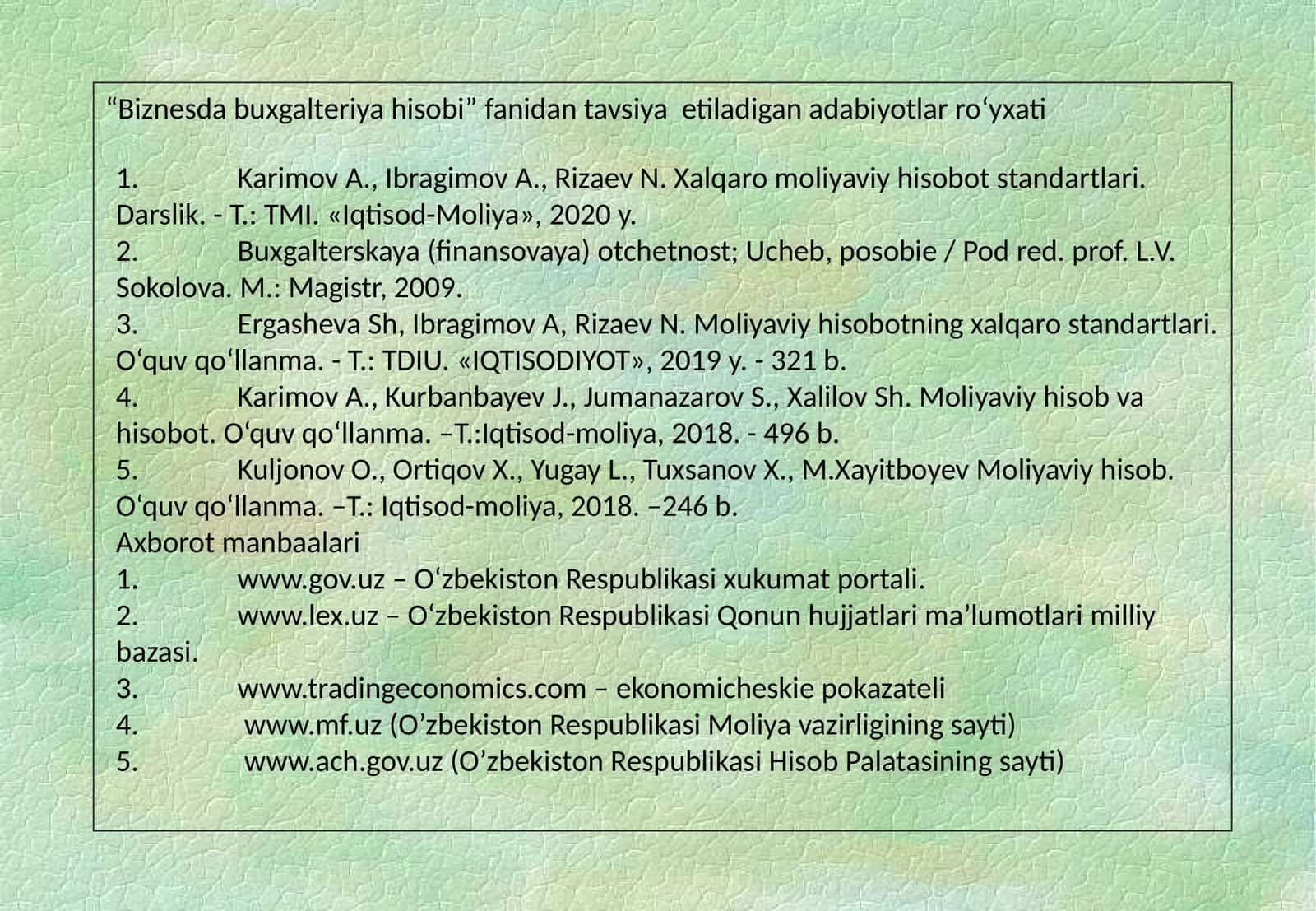 Moliyaviy hisob va hisobot