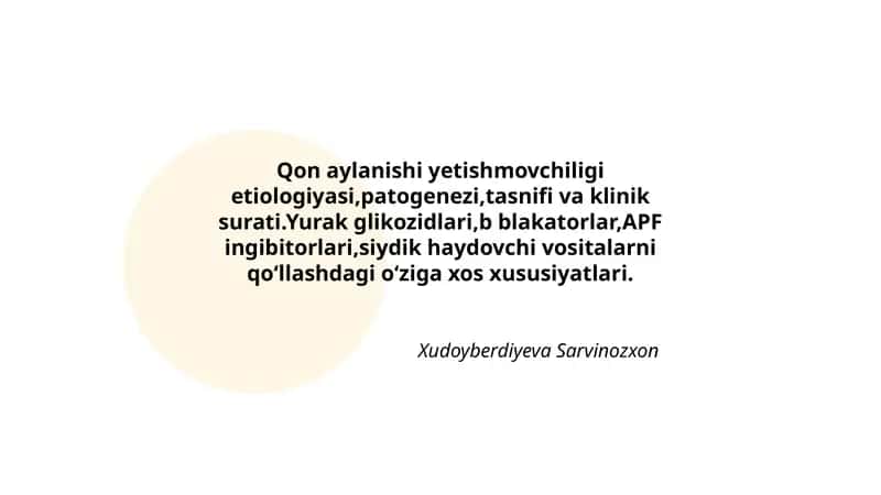 Qon aylanishi yetishmovchiligi etiologiyasi