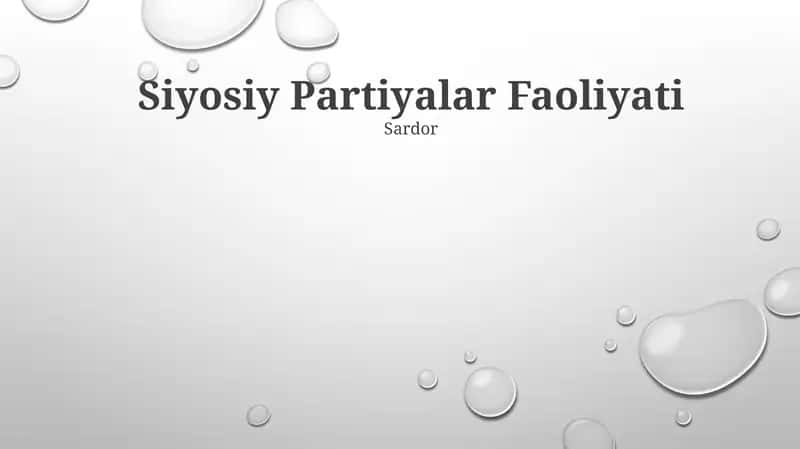 Siyosiy Partiyalar Faoliyati