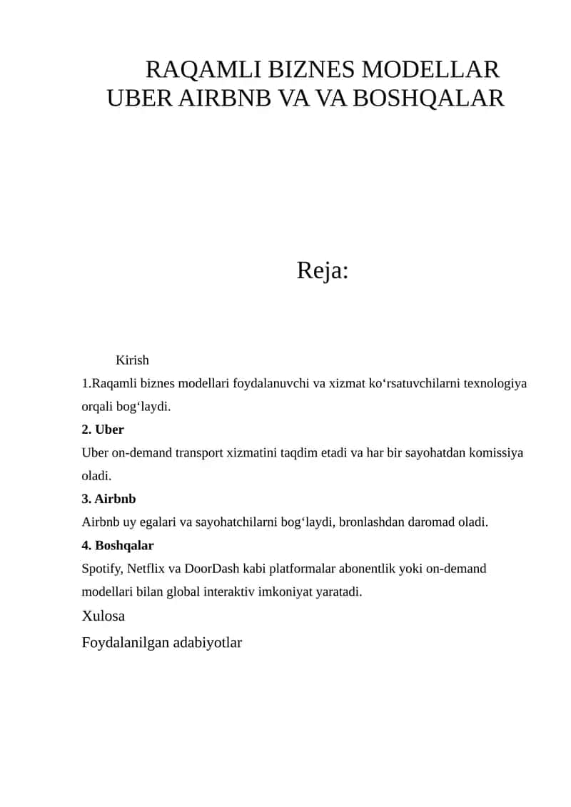 Raqamli biznes modellari