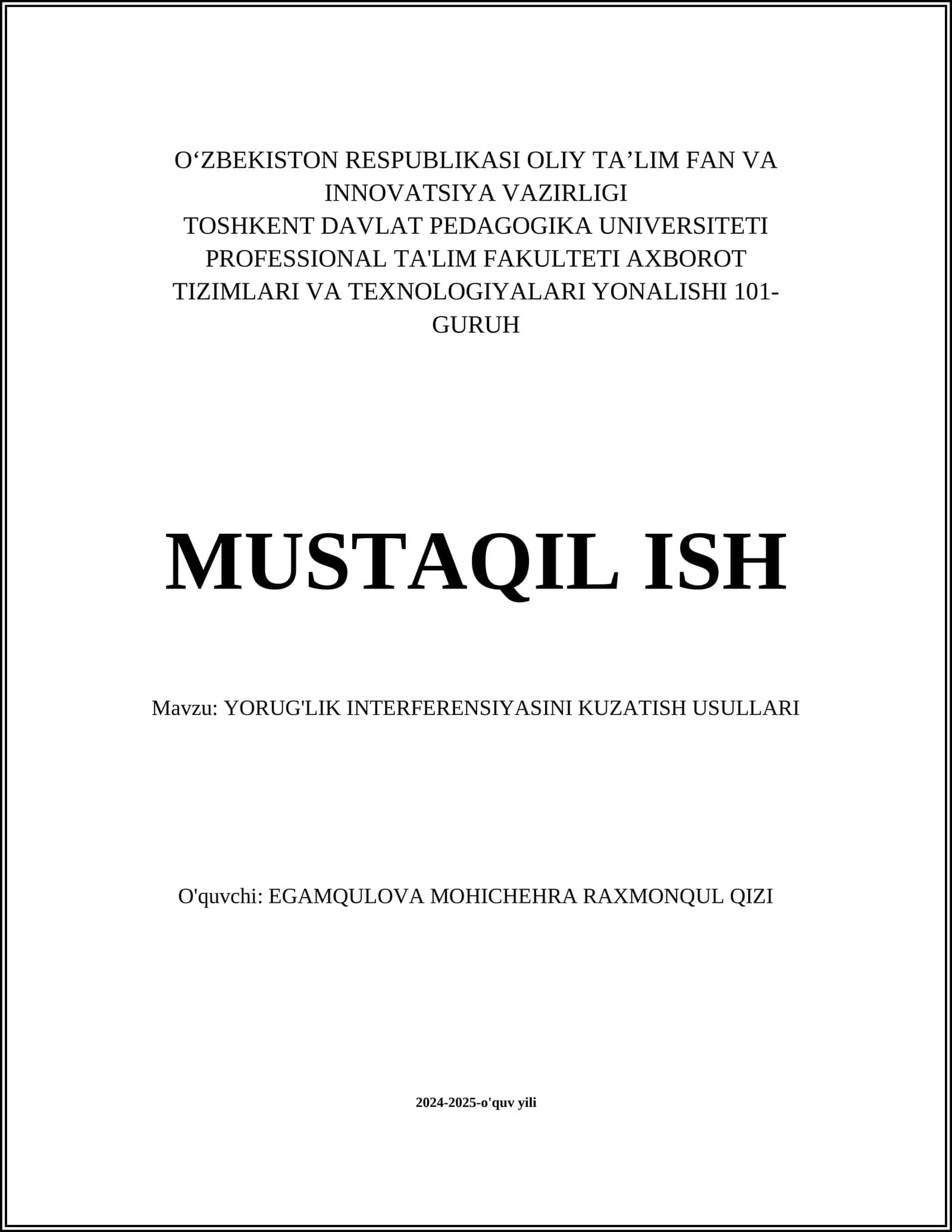 Yorug'lik interferensiyasini kuzatish usullari