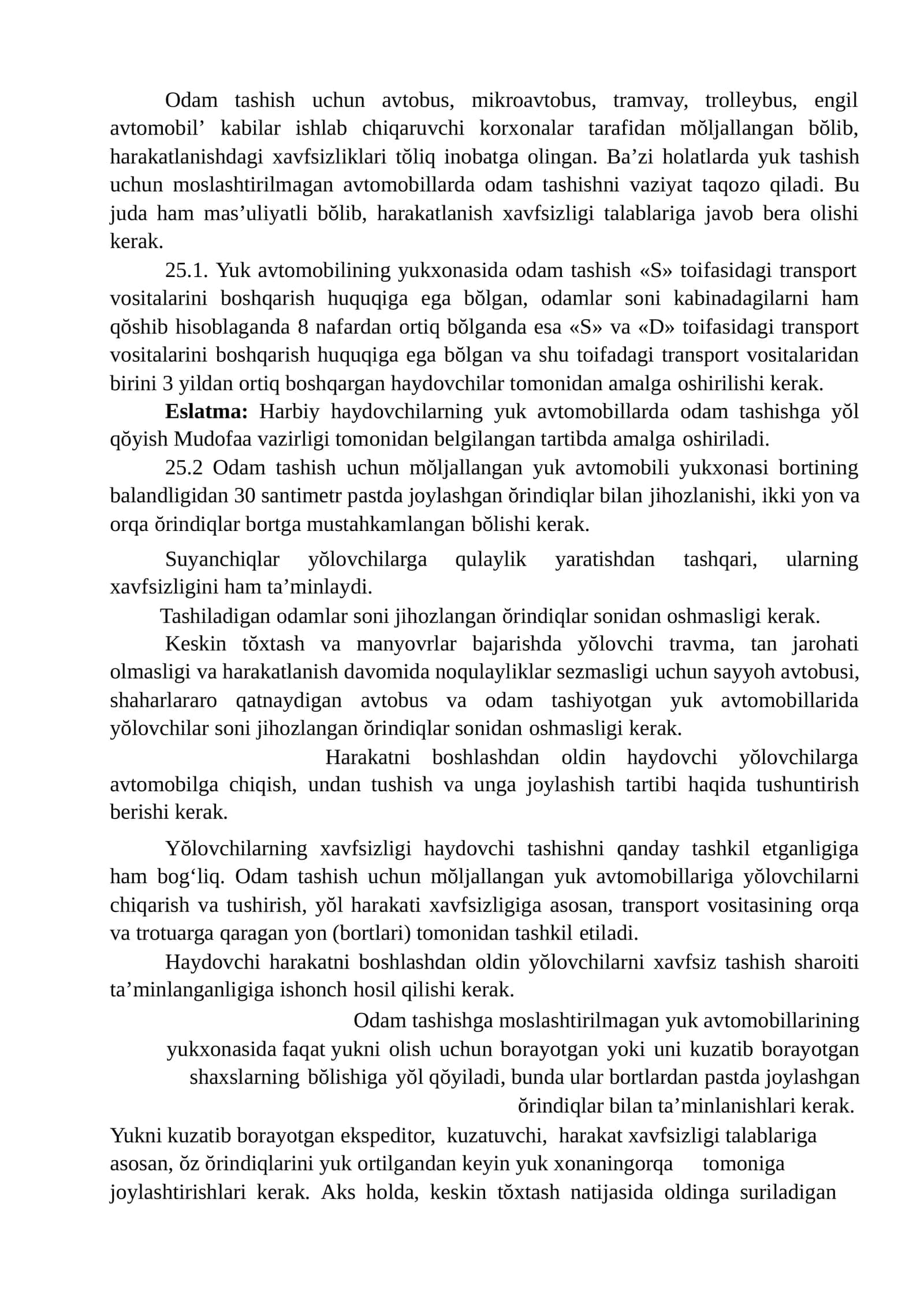 Yuk avtomobilining yukxonasida odam tashish